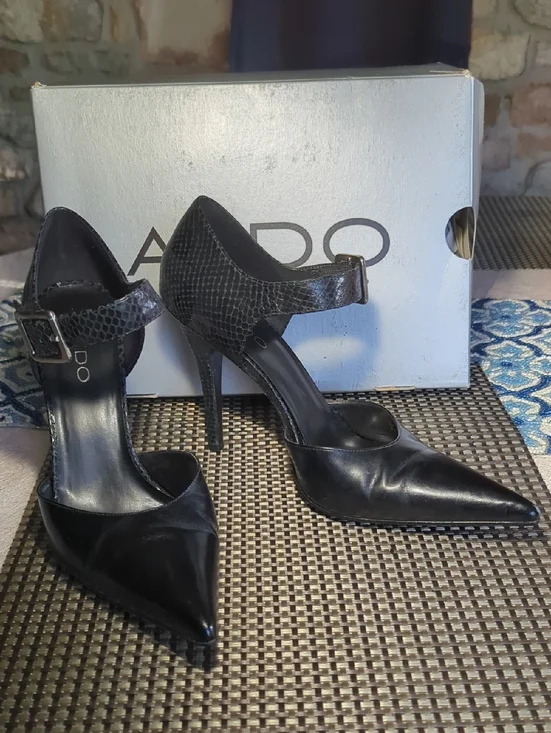 ALDO Orabella Black Pointed-Toe Mary Jane Stiletto Heels