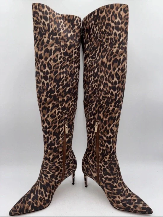 Jessica Simpson Verity Knee High Boots Leopard Print Pointed Heel Women’s 8M