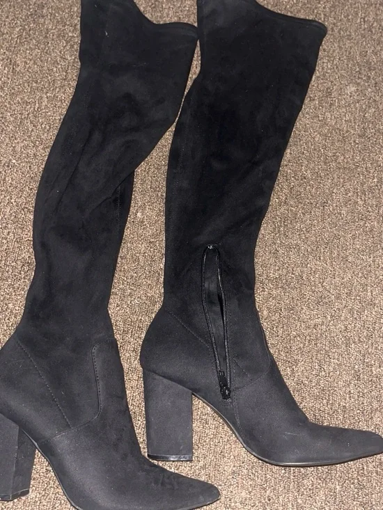 Steve Madden Black Over-the-Knee Block Heel Boots