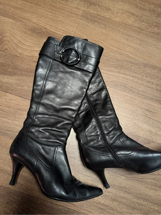 CIRCA by Joan & David Vintage black Simba heeled knee high boots sz 8