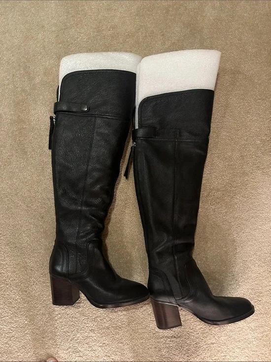 Franco Sarto Black Over-the-Knee Leather Boots