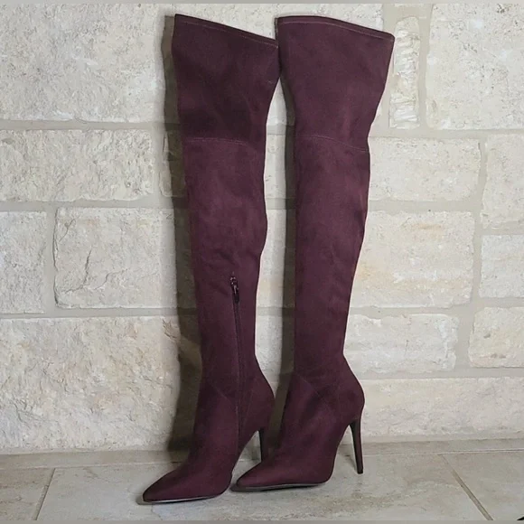 Kendall + Kylie “Kayla” Thigh-High Suede Boots – Size 9, Burgundy or Black (NWT)