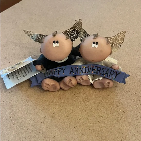 Adorable Angel Cake Toppers with Gold Wings