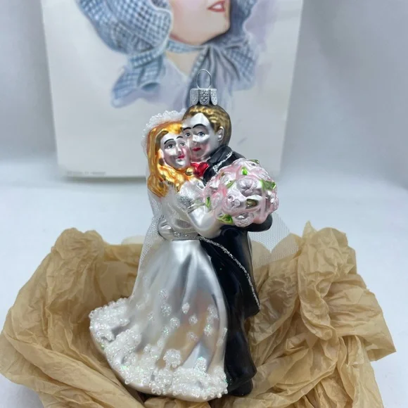 Elegant Bride and Groom Ornament - Silver and Black