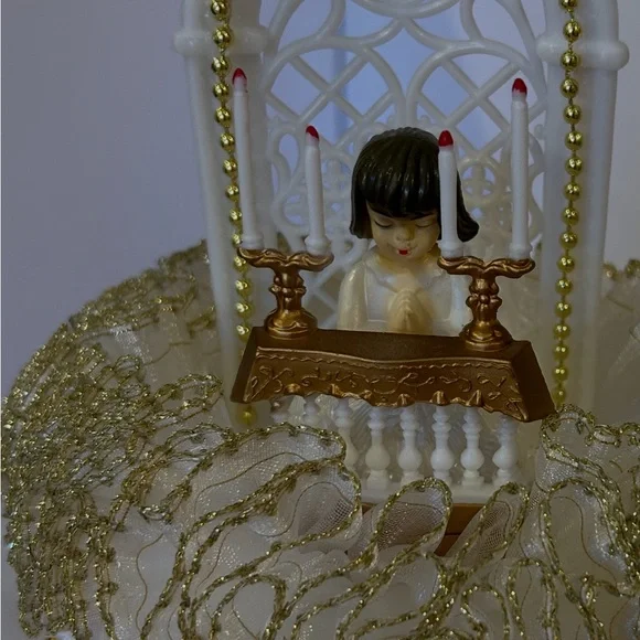 Elegant Gold and White Prayer Candle Holder