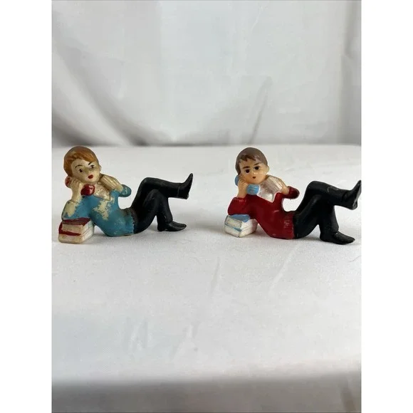 Vintage Wilton Cake Toppers 1950s Boy Talking On Phone Plastic Set 2