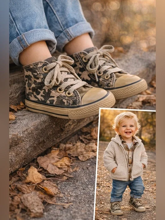 Camo Toddler High Top Sneakers Lace Up Boys Girls Sz 6