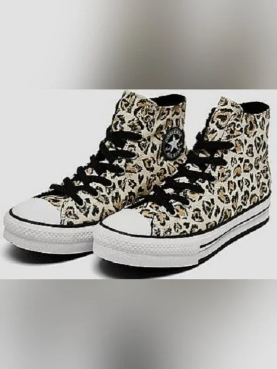 Chuck Taylor All Star EVA Lift Platform High GS  'Leopard' Sneakers Size 6