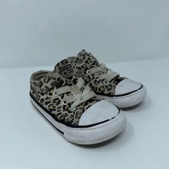 Converse All Star Leopard Print Toddler Sneakers Hook Loop Toddler Size 6