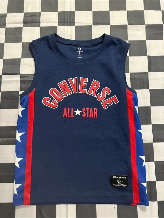Converse Boys Jersey Navy & Red All-Star Red White Blue Sleeveless Jersey S