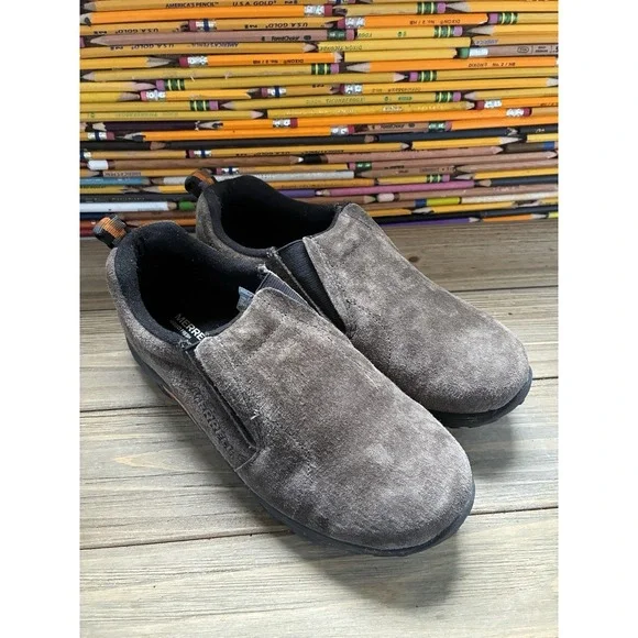 Merrell Gunsmoke Boys Shoes Brown Suede Slip On Outdoor Comfort 5