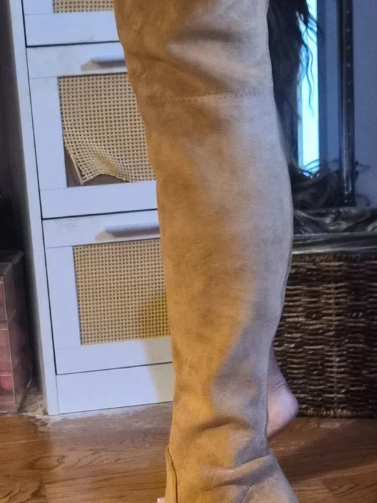 Over-the-Knee Suede Boots in Tan