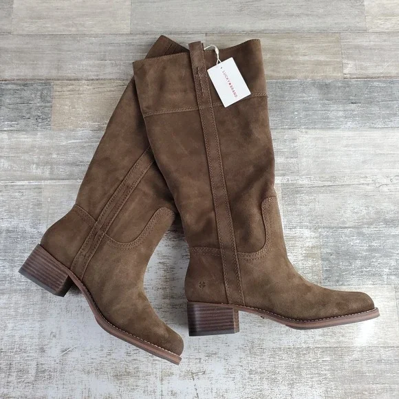 Lucky Brand Hybiscus Womens Knee High Riding Boots Sz 7.5 M Desert Palm Slip On