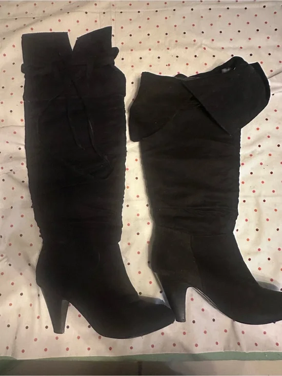 Not Rated Black Over-the-Knee Suede Boots with Fold-Over Cuff