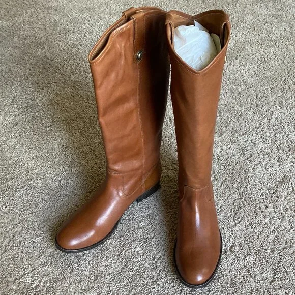 Frye Tall Leather Riding Boots in Cognac Brown