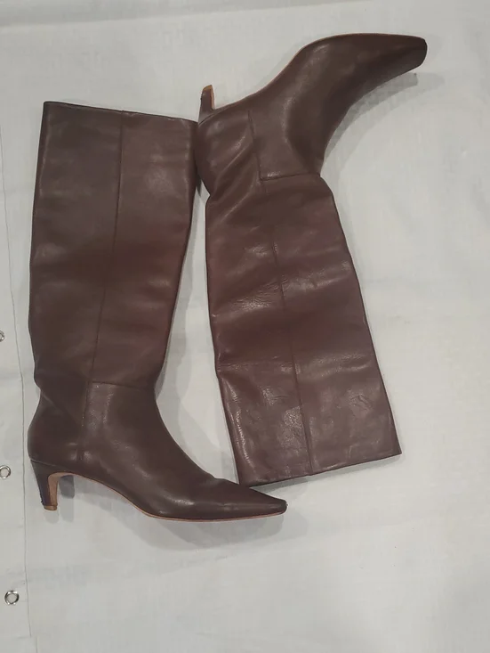 Reformation Brown Leather Over-the-Knee Pointed-Toe Boots