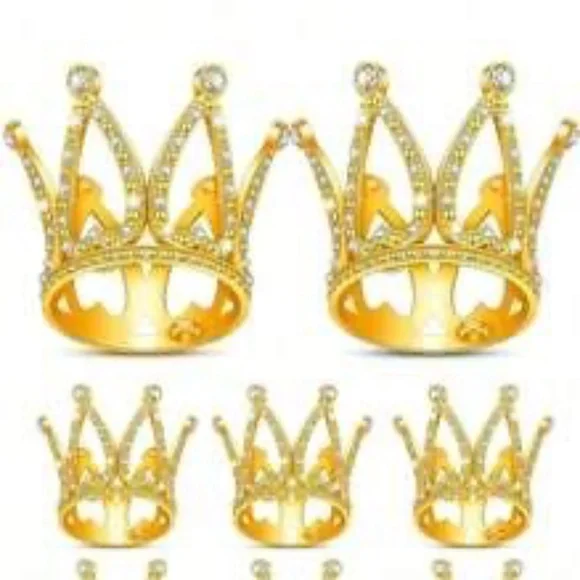 12pcs Mini Faux Pearl Beaded Crown Shaped Toppers