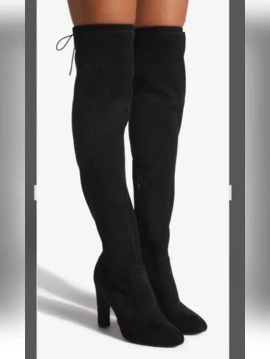 NWOT Jesyna-E Women’s Over-the-Knee Black Suede High-Heel Boots Size 7