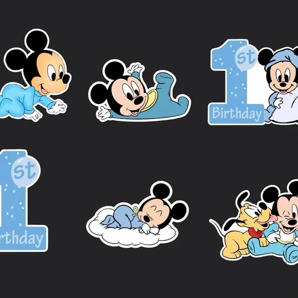 Baby Mickey Mouse Birthday cupcake toppers