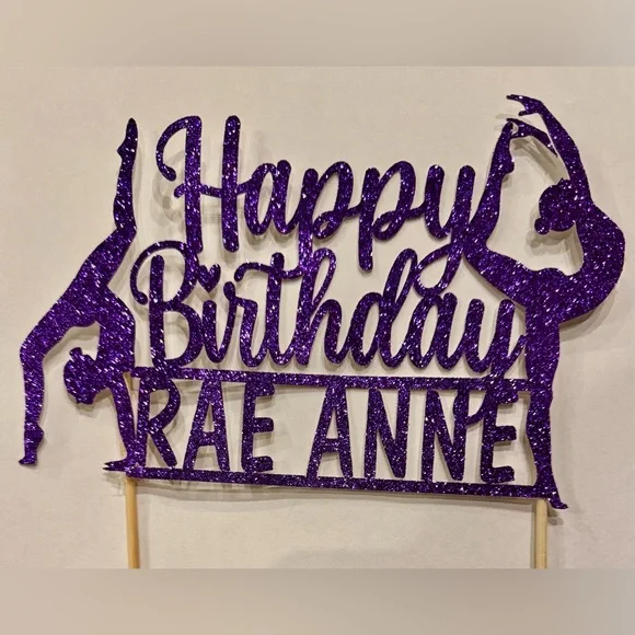 Custom Glitter Happy Birthday Cake Topper