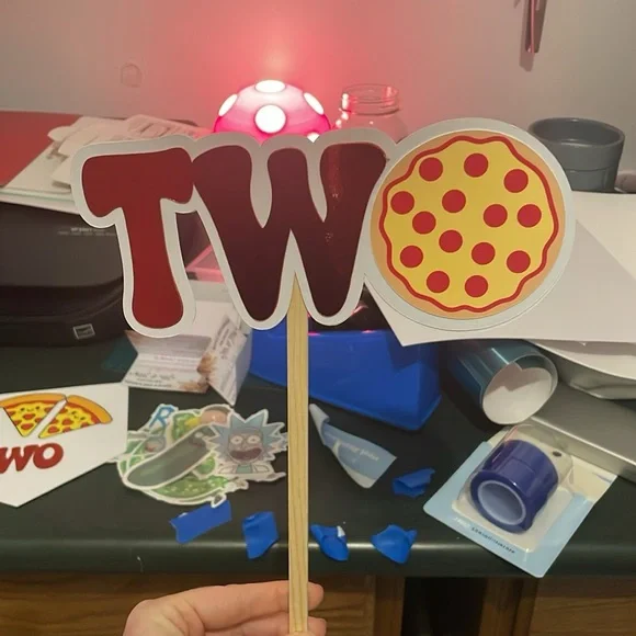 Pizza Themed cake topper  - Red and Yellow