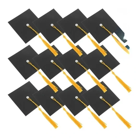 Black & Gold Graduation Cap  miniature Cake Toppers bottle candies decoration 24