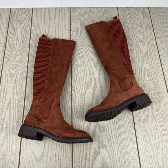 Kenneth Cole Reaction Women's Lionel Tall Boots 5M Caramel Cafe Micro $129
