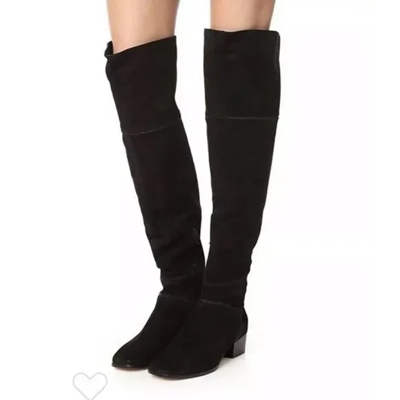 Joie Black Suede Over the Knee Boots Women’s 36.5 / US 6.5 Block Heel Overknee