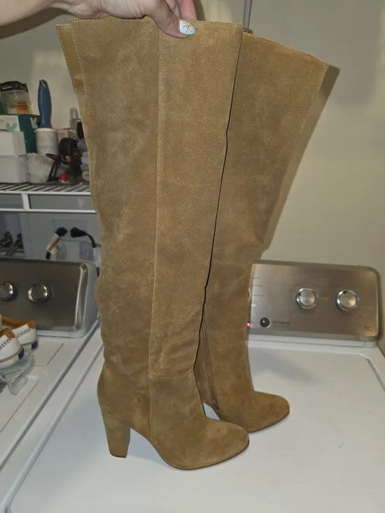 Steve Madden Camel Suede Over-the-Knee Block Heel Boots