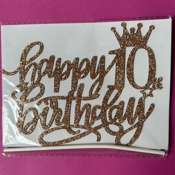 Glittery Gold 10th Birthday Cake Topper or party supplies (new)