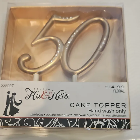 Gold 50th Cake Topper