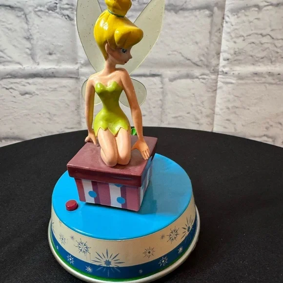 Vintage Tinker Bell Cake Topper with Lime Green Dress and Blue Accents