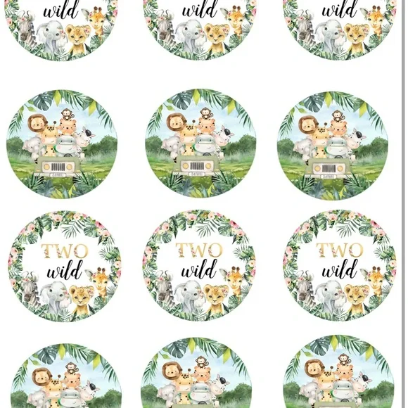 Jungle Safari 2 Themed Cupcake Toppers