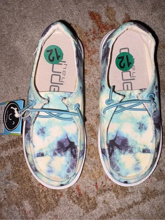 Hey Dude Blue and White Tie Dye Kids Slip-Ons NWT