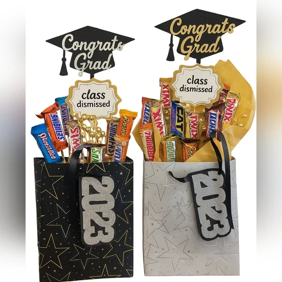 Graduation Party Gift Bags - Black and White