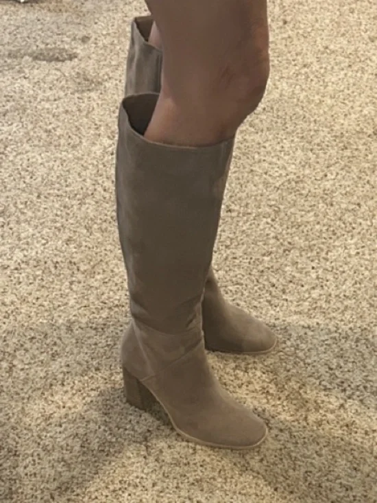 Dolce Vita Taupe Knee-High Suede Block Heel Boots