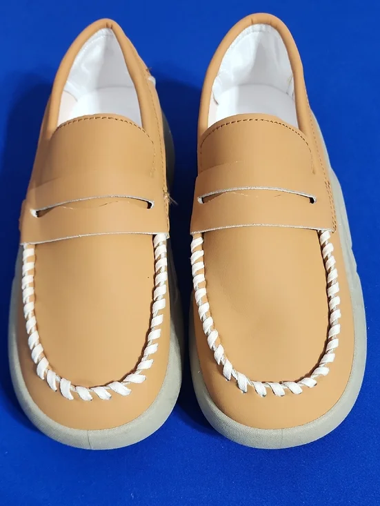 Tan Loafer Moccasin with White Trim