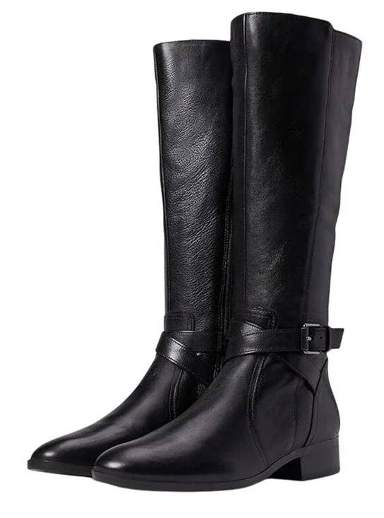 Naturalizer Womens Rena Knee High Boots 8.5M WIDE CALF Black Leather NWOB