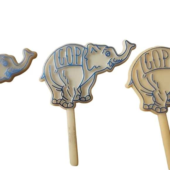 Lot Of 5 Vintage Political GOP Republican Elephant Plastic Picks Cupcake Topper