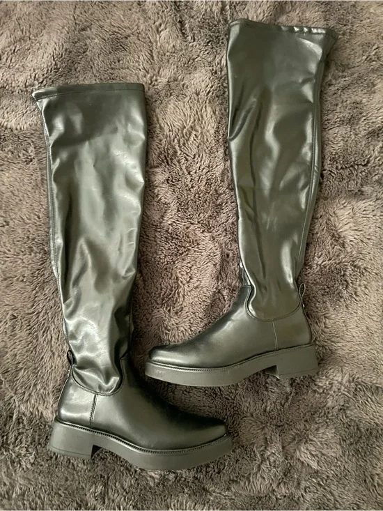 Circus by Sam Edelman Over-the-Knee Platform Boots in Dark Green/Black