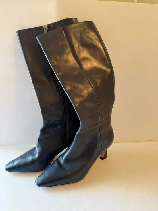 Vince Camuto Blue Leather Over-The-Knee Pointed Toe Boots Size 8