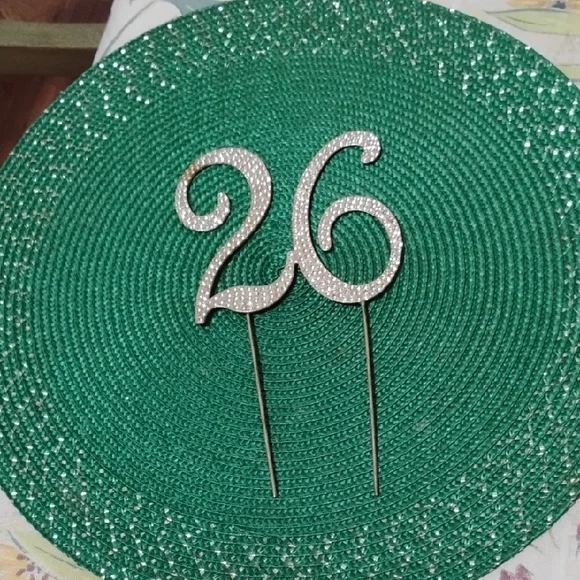 Elegant Silver Number 26 Cake Topper