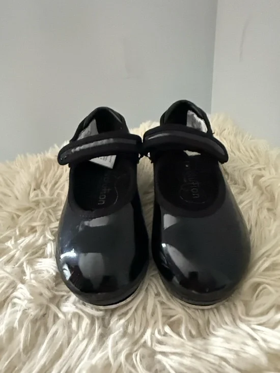 Toddler Black Patent Mary Jane Moccasins with Hook-and-Loop Strap