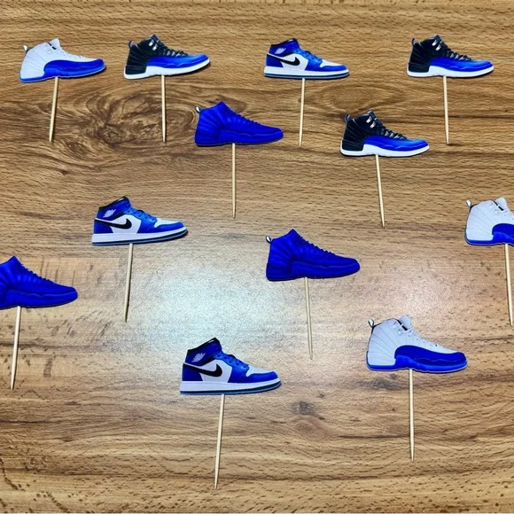 Sneaker head blue Jordan’s cupcake toppers