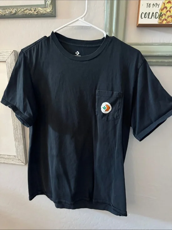 Converse Black Short-Sleeve Pocket Tee with Colorful Patch