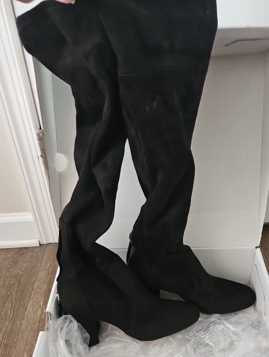 Aldo Black Over-the-Knee Suede-Look Boots