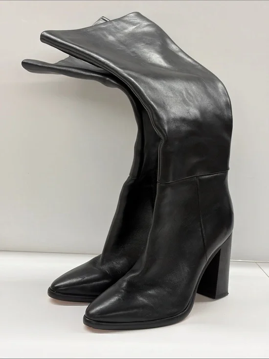 Like New Marc Fisher Black Leather High Heel Knee Boots Women’s Size 7