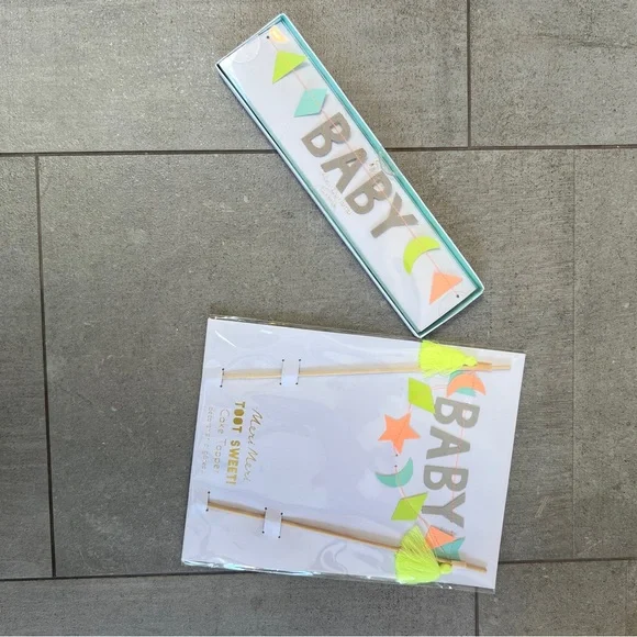 NWT Colorful Baby Banner & Cake Topper Set (4 sets available!)