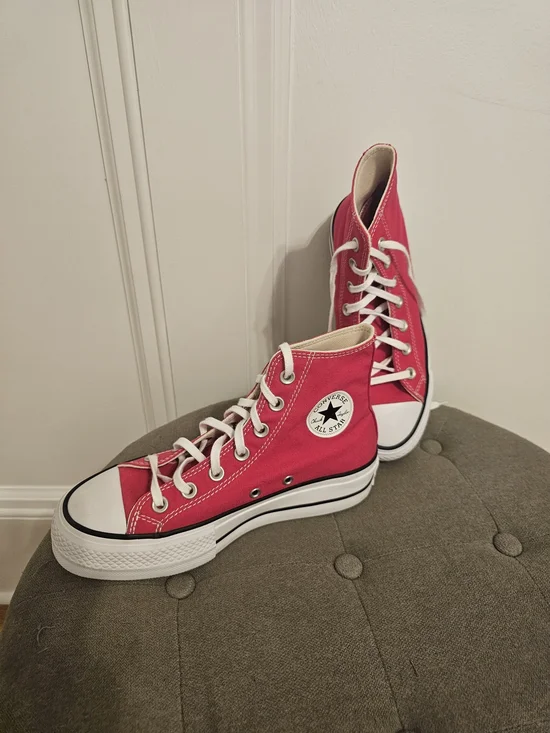 Converse High Top Sneakers - Bright Pink & White