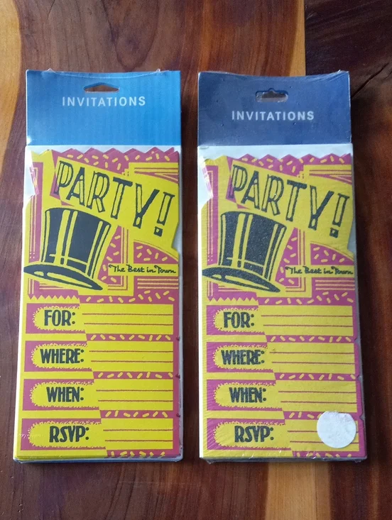 Gibson Yellow and Pink 'PARTY!' Invitation Cards - Pack of 2